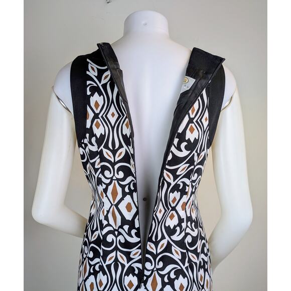 Talbots Sheath Dress 6 Petite White Black Geometric Sleeveless Stretch Cotton - Picture 7 of 10